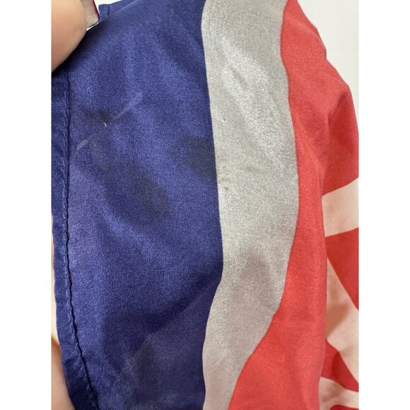 Banana Republic L Square Silk Scarf Red White Blue Monogram Head Wrap Americana - Picture 8 of 11